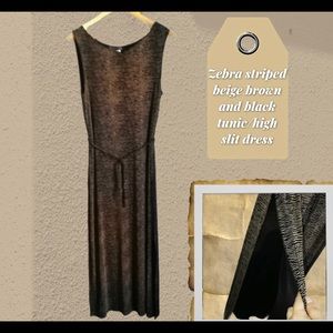 💛3/$10 Zebra Bodycon belted slit tunic dress